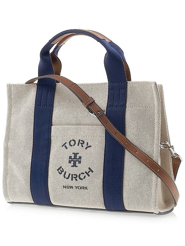 Small Logo Print Canvas Tote Bag Beige - TORY BURCH - BALAAN 3