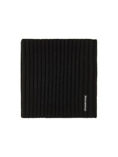 Logo Label Ribbed Neck Warmer Black - ALEXANDER WANG - BALAAN 1