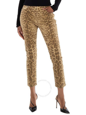 Burberry Ladies Beige Straight Fit Leopard Print Japanese Denim Jeans, Waist Size 29" - BURBERRY - BALAAN 1