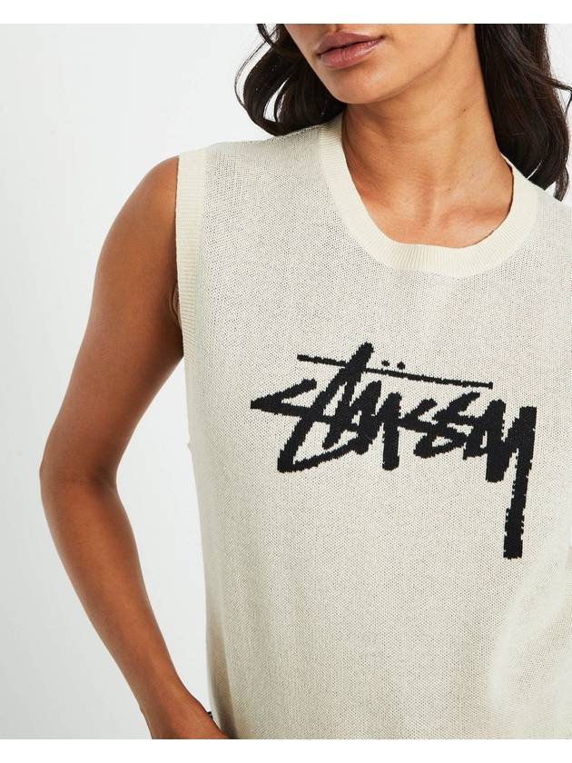 Logo Knit Vest Cream - STUSSY - BALAAN 7