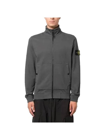 Men's Wappen Patch Cotton Zip Up Jacket Grey - STONE ISLAND - BALAAN 1