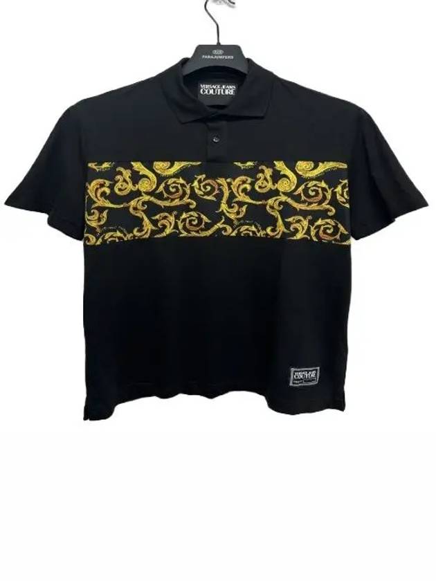 Jeans Couture Baroque Print Cotton Polo Shirt Black - VERSACE - BALAAN 2