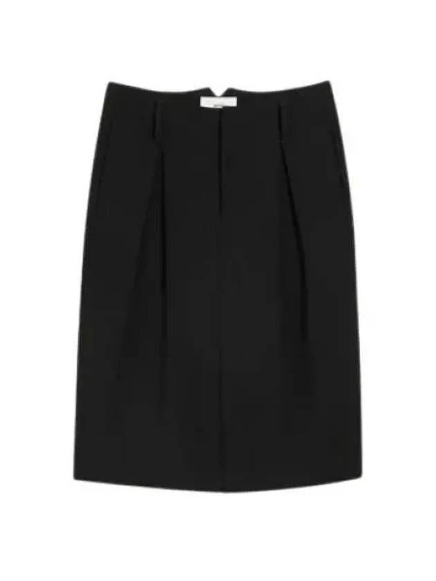 High-waist Midi H-line Skirt Black - AMI - BALAAN 2