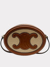 Cuir Triomphe Textile Calfskin Oval Cross Bag Natural Tan - CELINE - BALAAN 5