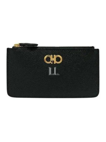 Gancini Zipper Card Wallet Black - SALVATORE FERRAGAMO - BALAAN 2