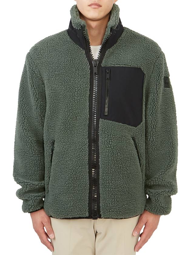 Men's Sagrek Shearling Fleece Zip-Up Jacket Green - MOOSE KNUCKLES - BALAAN 3