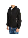 Wappen Patch Soft Shell Hooded Jacket Black - STONE ISLAND - BALAAN 4