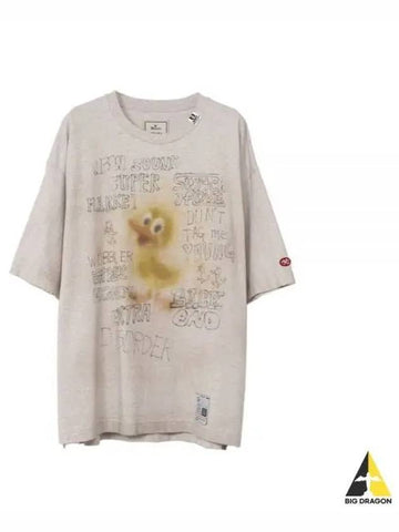 J13TS732 GRAY Duck Print Distressed T Shirt - MIHARA YASUHIRO - BALAAN 1