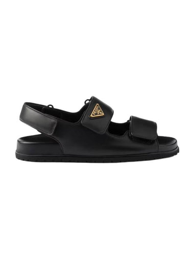 Triangle Logo Sandals Black - PRADA - BALAAN 1