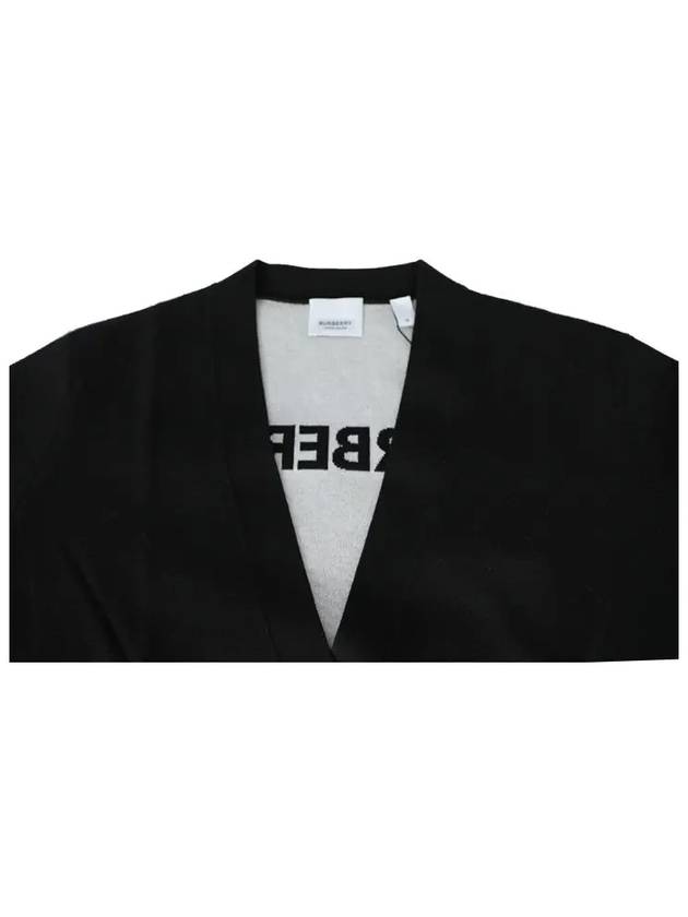 Back Logo V-Neck Cardigan Black - BURBERRY - BALAAN 5