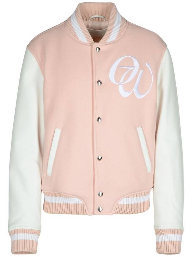 Off-White 'Varsity' Pink Fabric Blend Bomber Jacket - OFF WHITE - BALAAN 1