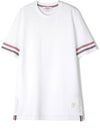 Textured Cotton Stripe Short Sleeve T-Shirt White - THOM BROWNE - BALAAN 5