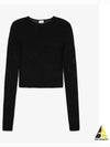 Crew Neck Rib Crop Knit Top Black - SAINT LAURENT - BALAAN 2