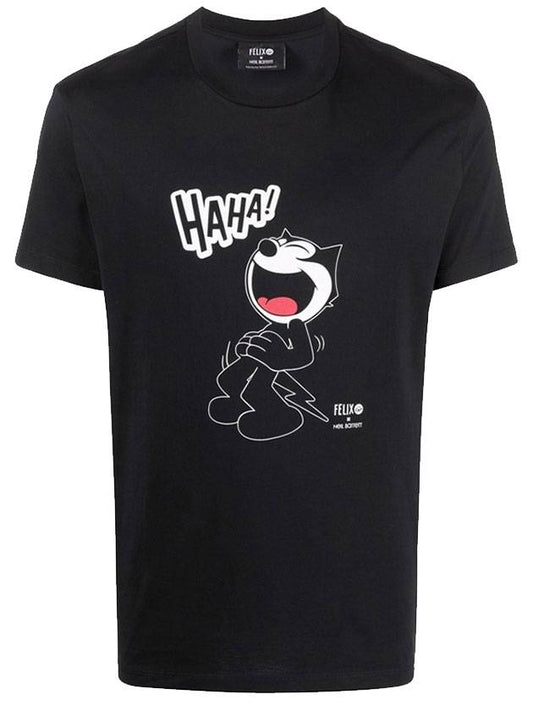 Men's Felix The Cat Laughing Short Sleeve T-Shirt Black - NEIL BARRETT - BALAAN 1