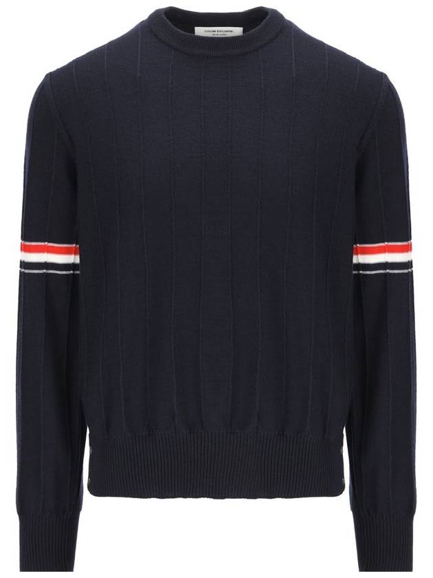 Wool Relaxed Pullover Knit Top Navy - THOM BROWNE - BALAAN 2