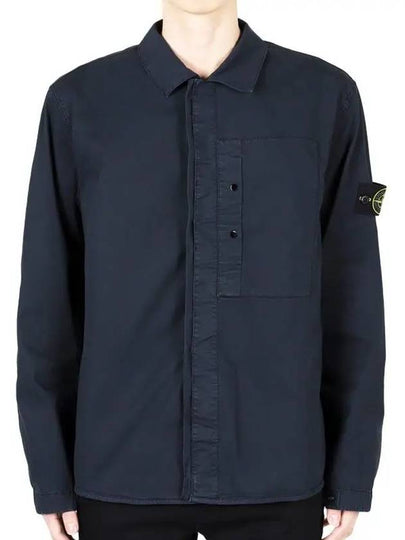 Supima Cotton Twill Over Long Sleeve Shirt Navy Blue - STONE ISLAND - BALAAN 2