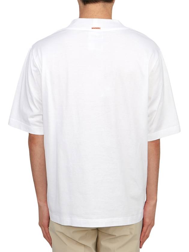 Men's Pink Label Crew Neck Cotton Short Sleeve T-Shirt White - ACNE STUDIOS - BALAAN 4