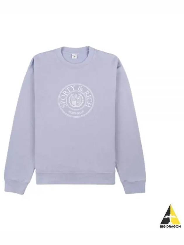 Connecticut Crest Crewneck Washed PeriwinkleWhite CRAW2341PW 308 Sweatshirt - SPORTY & RICH - BALAAN 1