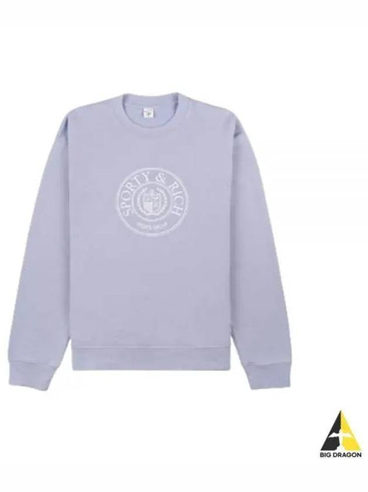 Connecticut Crest Crewneck Washed PeriwinkleWhite CRAW2341PW 308 Sweatshirt - SPORTY & RICH - BALAAN 1