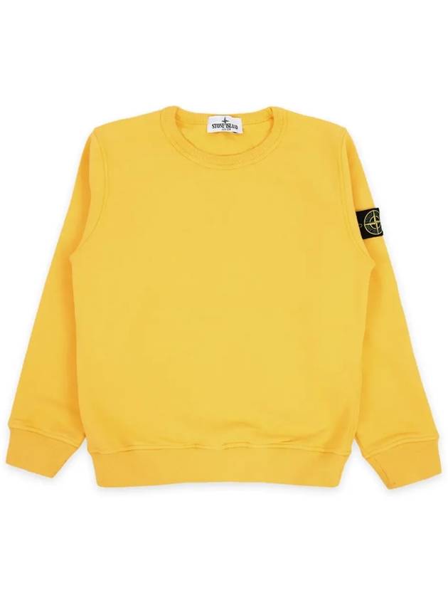 Kids Wappen Patch Organic Cotton Fleece Sweatshirt Yellow - STONE ISLAND - BALAAN 4