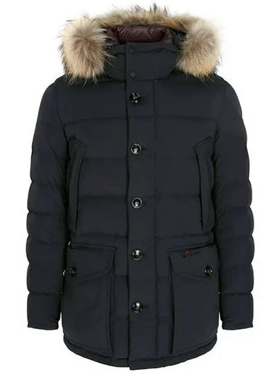 Men's Quilted Fur Hood Nylon Padding Navy - KITON - BALAAN 2