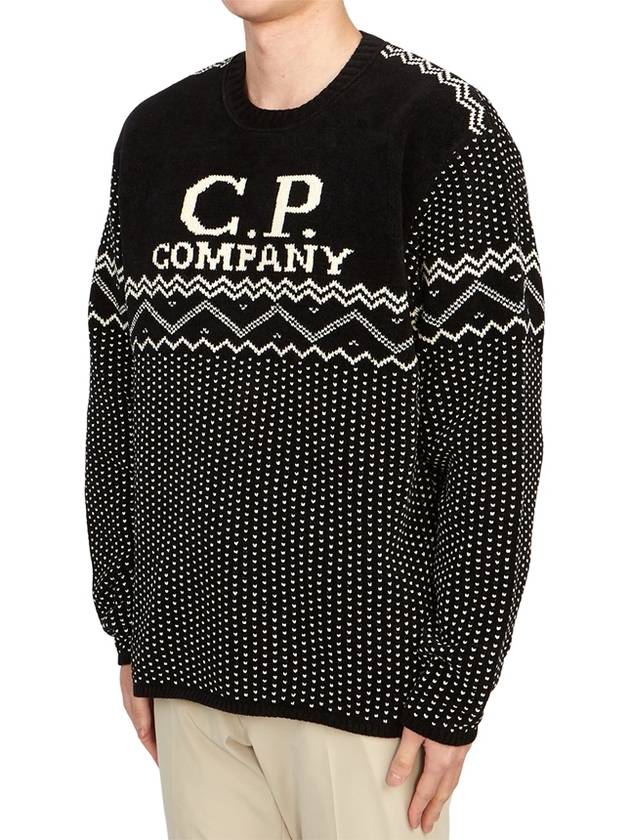 Logo Intarsia Knit Top Black - CP COMPANY - BALAAN 3