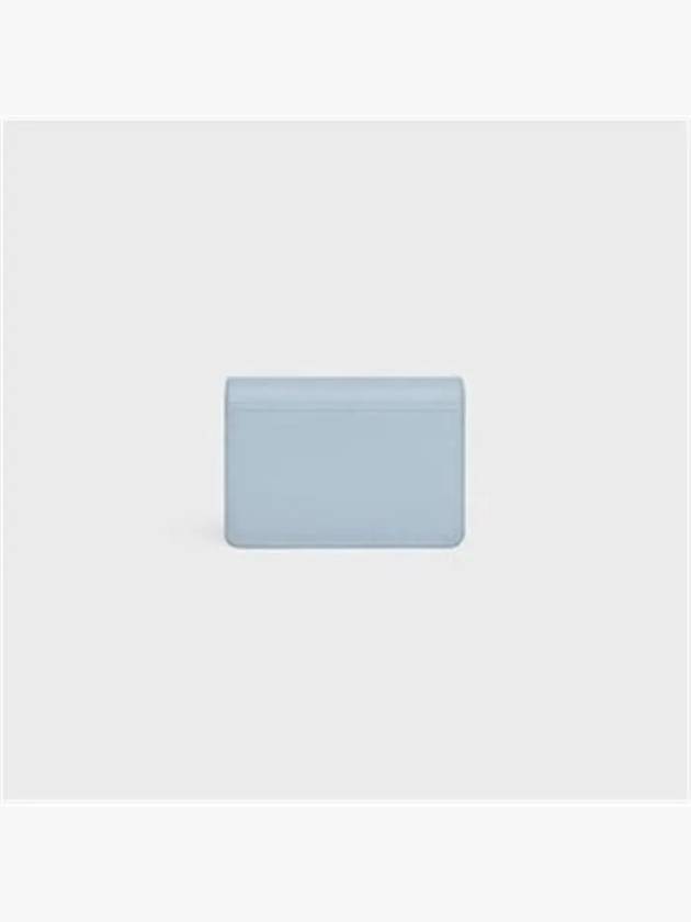 Celine Triomphe Shiny Calfskin Flap Card Holder Light Blue - CELINE - BALAAN 4