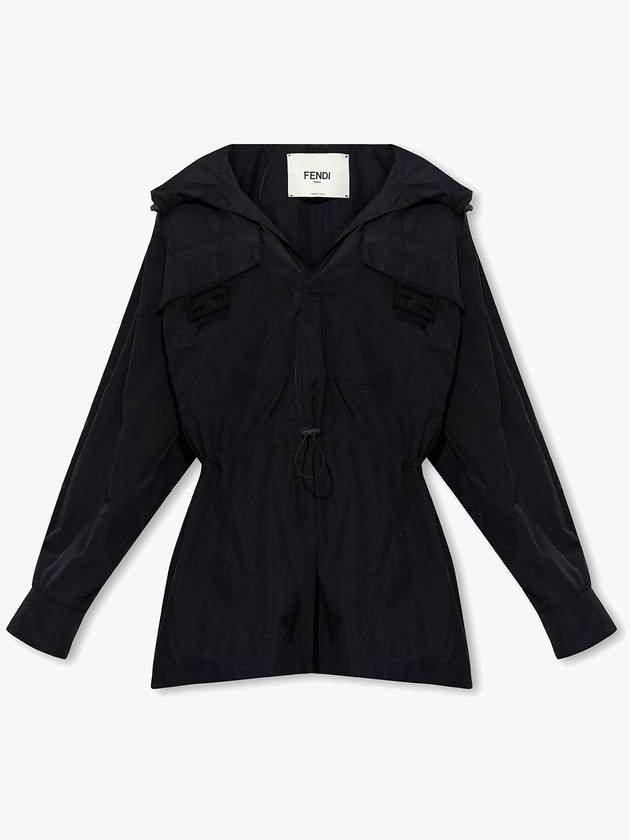 Women's Nylon Anorak Blouson Jacket Black - FENDI - BALAAN 4