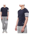 4-Bar Stripe Crew Neck Short Sleeve T-Shirt Navy - THOM BROWNE - BALAAN 2