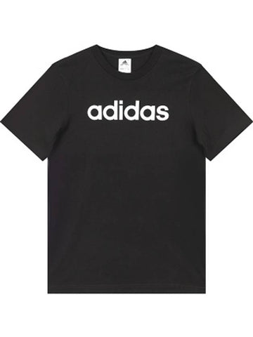 Essentials Linear Embroidered Logo Single Jersey Short Sleeve T-Shirt Black - ADIDAS - BALAAN 1