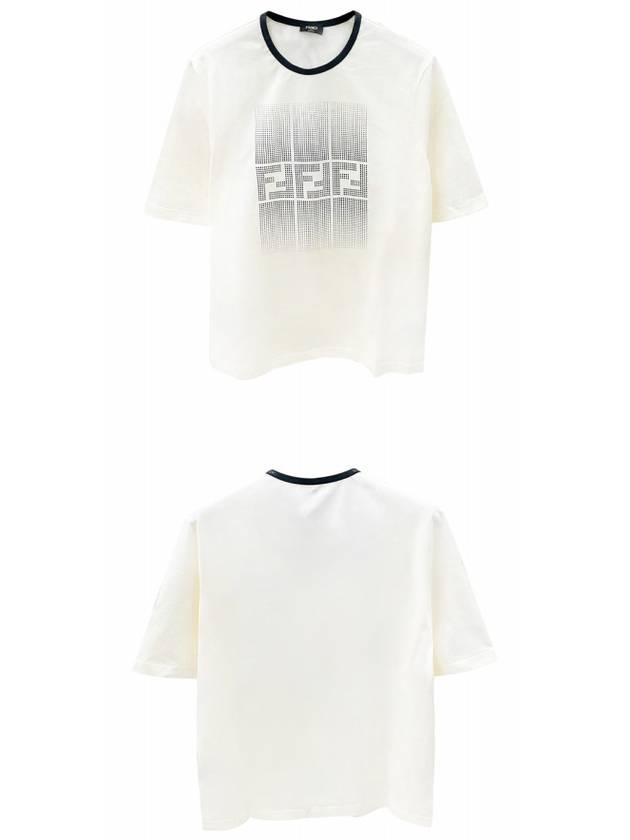 FF Print Cotton Short Sleeve T-Shirt Ivory - FENDI - BALAAN 5