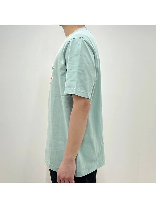 Surfing Foxes Logo Print Short Sleeve T-Shirt Sky Blue - MAISON KITSUNE - BALAAN 4