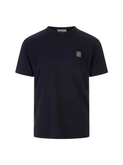 Pisato Effect Logo Patch Short Sleeve T-Shirt Navy - STONE ISLAND - BALAAN 2