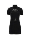 Women's M Agarette Logo Cut Out High Neck Short Dress Black - DIESEL - BALAAN 2