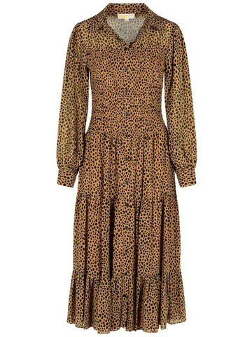 Michael Kors 'Leopard' Brown Polyester Dress - MICHAEL KORS - BALAAN 1