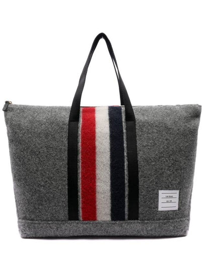 Men's Three Stripes Wool Tote Bag Grey - THOM BROWNE - BALAAN 2