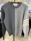 Diagonal Merino Wool Knit Top Grey - THOM BROWNE - BALAAN 2