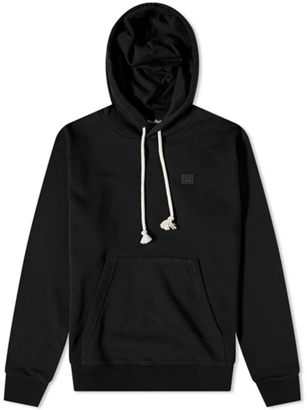 Face Patch Cotton Hoodie Black - ACNE STUDIOS - BALAAN 2