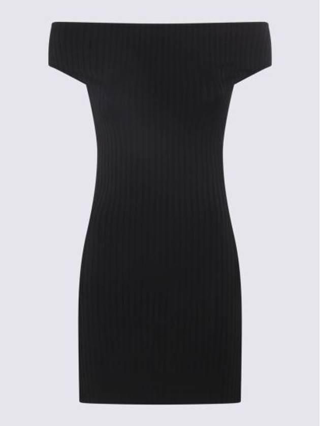 Off-Shoulder Short Dress Black - AMI - BALAAN 3