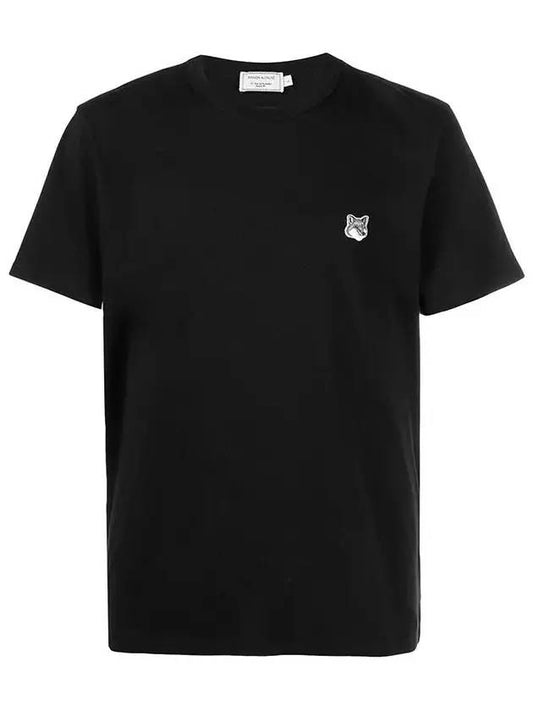Grey Fox Head Patch Classic Short Sleeve T-Shirt Black - MAISON KITSUNE - BALAAN 1