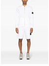 Cotton Fleece Cargo Bermuda Shorts White - STONE ISLAND - BALAAN 4