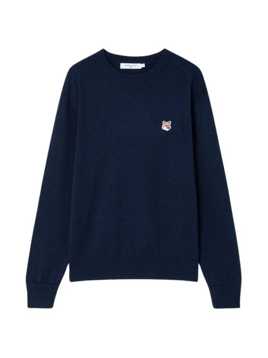 Fox Head Patch Regular Round Neck Pullover Knit Top Anthracite Melange - MAISON KITSUNE - BALAAN 2