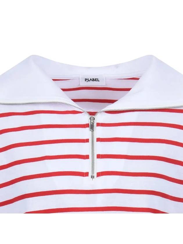 Big collar striped t-shirt MW3ME103RED - P_LABEL - BALAAN 4