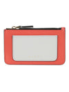 Saffiano Two-Tone Zipper Card Wallet Indian Orange Pelican - MARNI - BALAAN 1