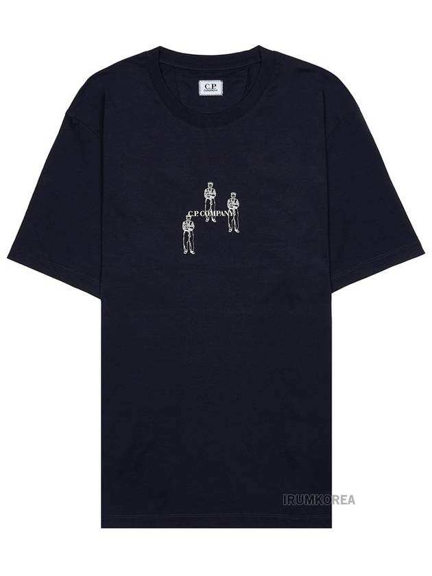 30/1 Jersey Relaxed Graphic Short Sleeve T-Shirt Navy - CP COMPANY - BALAAN 3