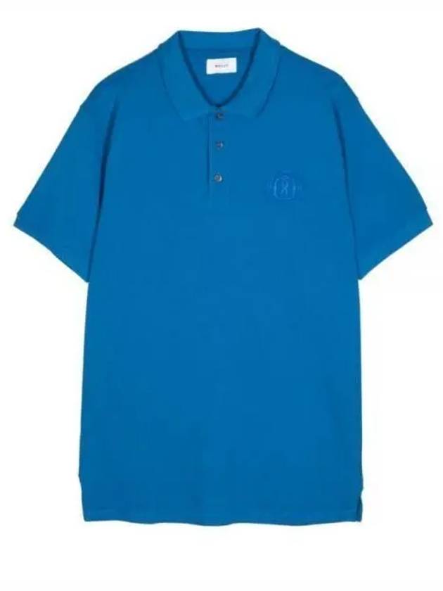 Embroidery Logo Short Sleeve Polo Shirt Blue - BALLY - BALAAN 2