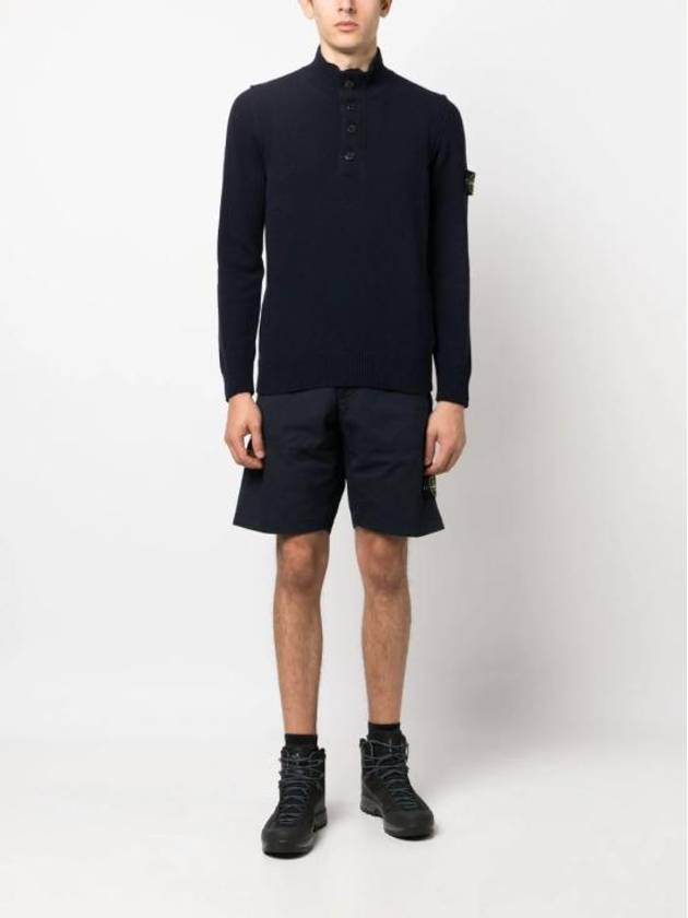 Wappen Patch Button Knit Top Navy - STONE ISLAND - BALAAN 3