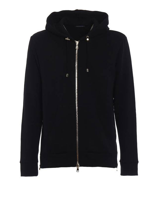 Back Tiger Print Cotton Zip-Up Hoodie Black - BALMAIN - BALAAN 1