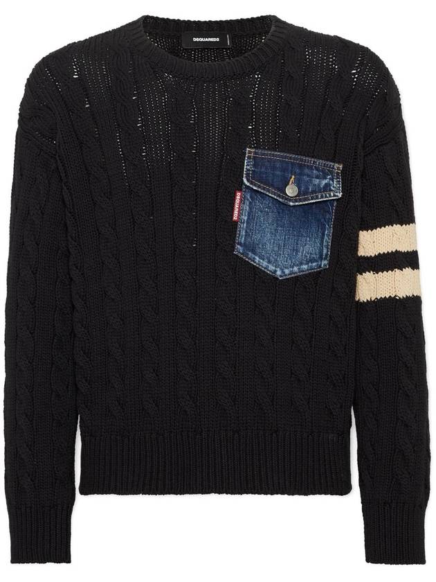 DSQUARED2 D2 Pocket Cable-Knit Jumper - DSQUARED2 - BALAAN 1