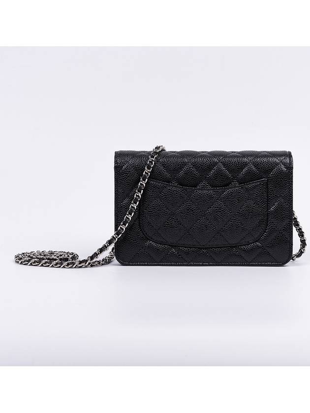 Classic Crossbag On Chain Grained Calfskin & Silver Black - CHANEL - BALAAN 5